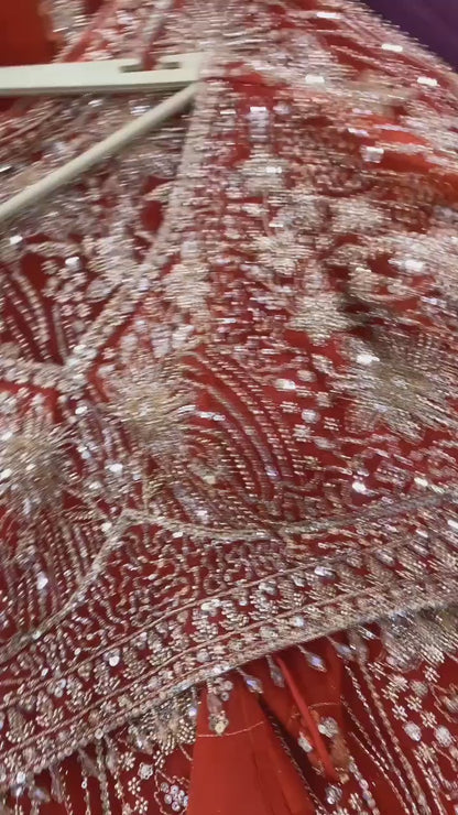 Stunning orange crop top Lehenga