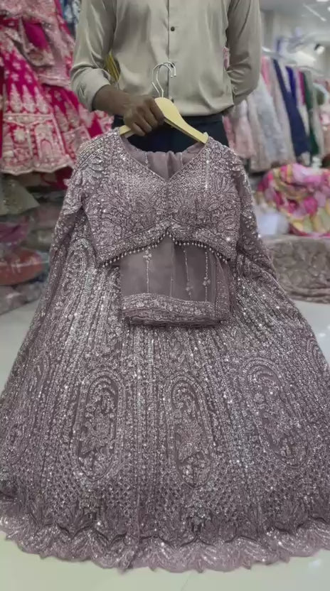 Onion pink Mauve Crop Top Lehenga