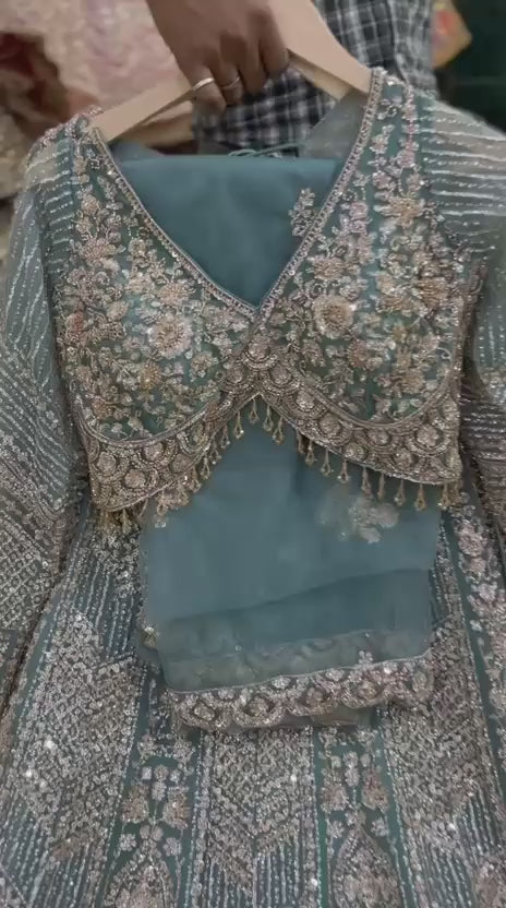 Sky Blue Crop Top Lehenga