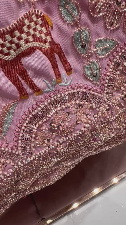 Designer pink lavender Ready to Wear crop top Lehenga