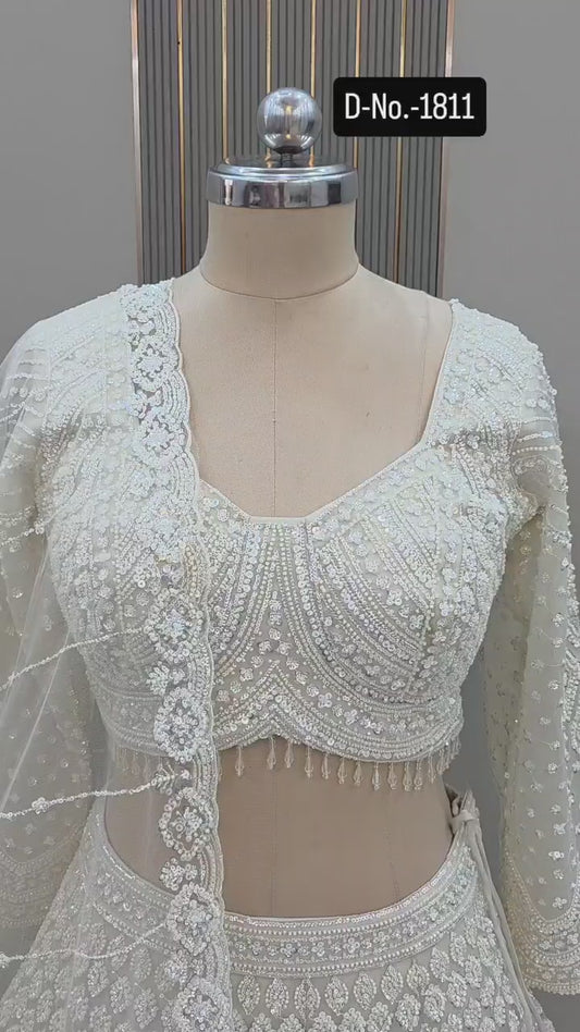 Green On green Monotone Crop Top Lehenga