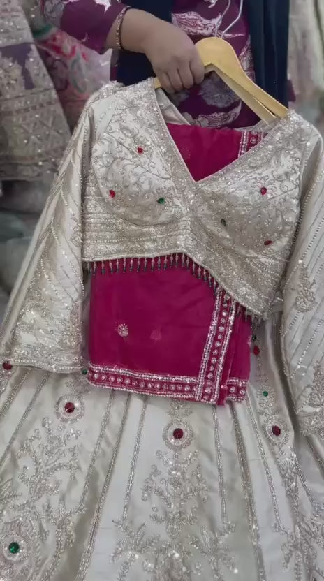 Hot Pink Crop Top Lehenga