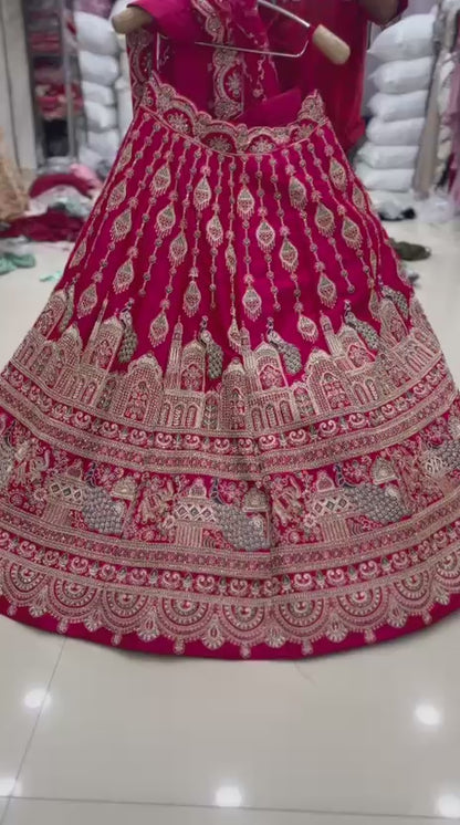 Rani Pink Peacock Bridal Lehenga