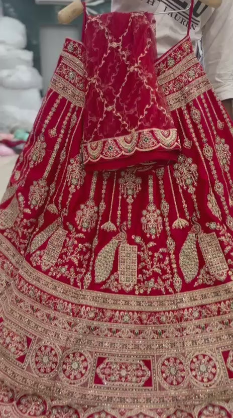 Maroon Peacock Bridal Lehenga