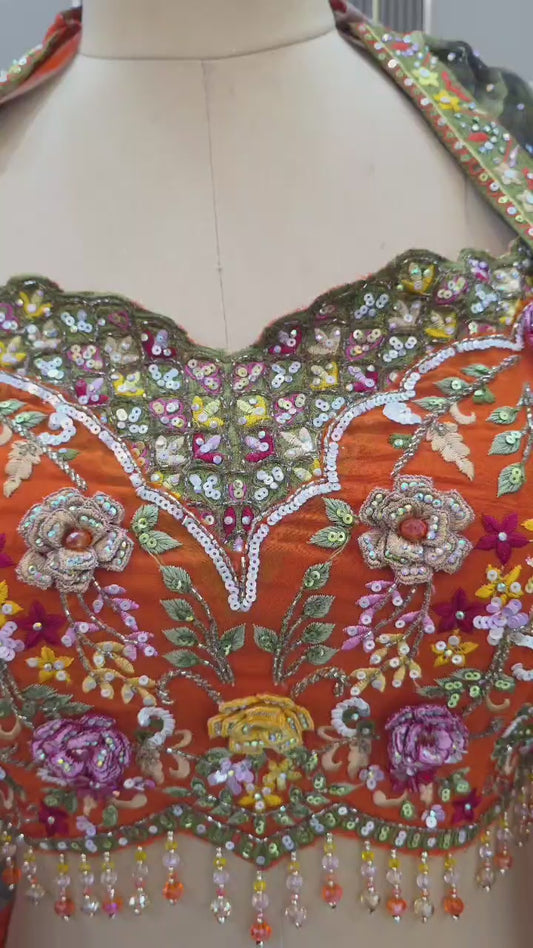 Designer pink Ready to Wear crop top Lehenga