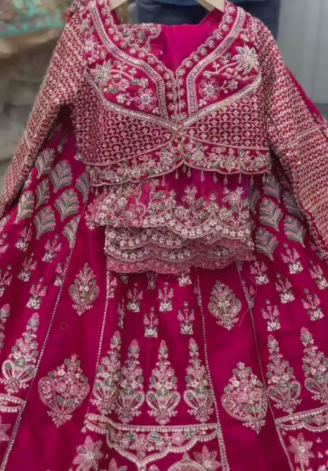 Hot Pink Crop Top Lehenga