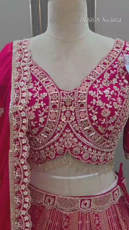 Hot Pink Crop Top Lehenga