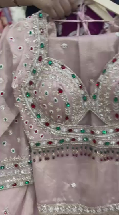 Pink crop top lehenga