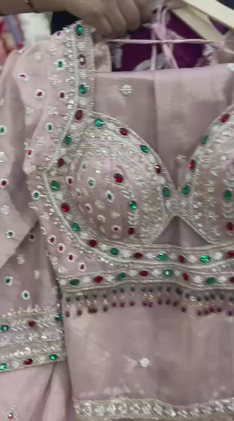 Pink crop top lehenga