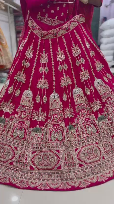 Rani Pink Peacock Bridal Lehenga