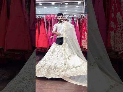 Cute white handwork handmade bridal Lehenga