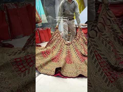 Attractive red pink maroon bridal Lehenga