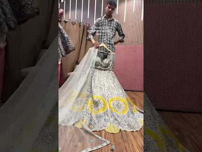 Stunning blue yellow crop top Lehenga