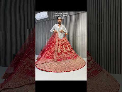 Designer red handwork bridal Lehenga