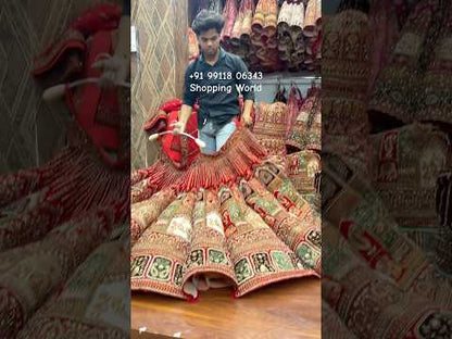 डोली बारात रानी गुलाबी लाल बॉल ब्राइडल लहंगा