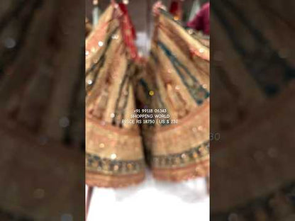 Fabulosa lehenga nupcial de duptta doble pesada