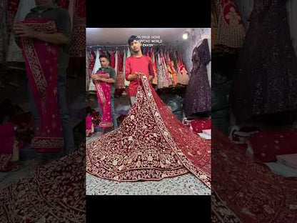 Pretty maroon bridal Lehenga handwork zardozi dabka