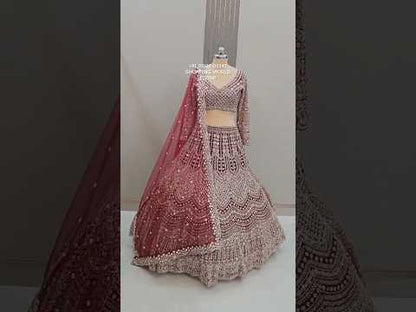 Designer Hot pink crop top Lehenga