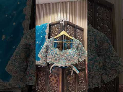 Awesome sky blue crop top lehenga