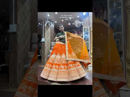 Something different orange Doli barat ball bridal Lehenga