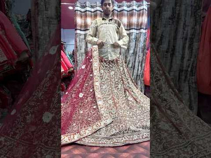 Eye catching orange peach bridal Lehenga