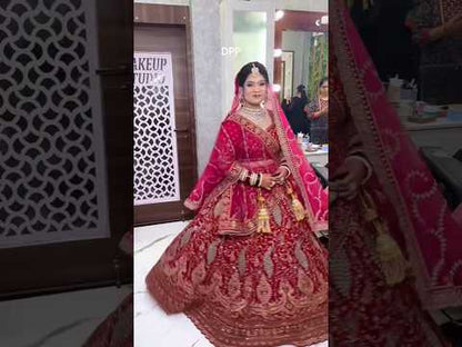 Fabulous Red peacock bridal Lehenga
