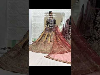 Glamorous maroon bridal lehenga