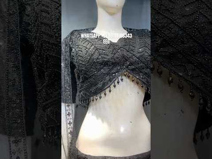 lovely black crop top lehenga