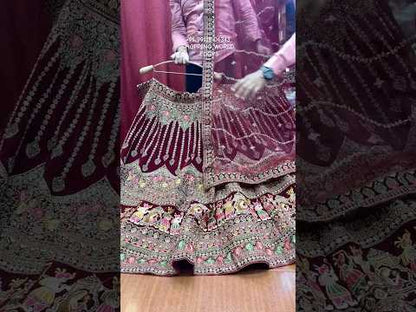 Pretty maroon doli barat bridal Lehenga