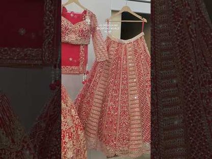 Astonishing Orange Ready to wear Mirror work Crop Top Lehenga