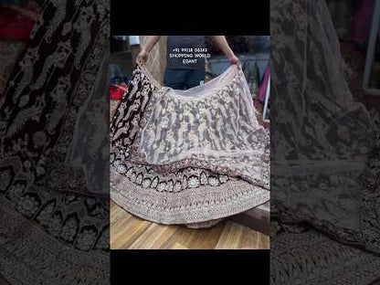 Pleasing maroon peacock bridal Lehenga