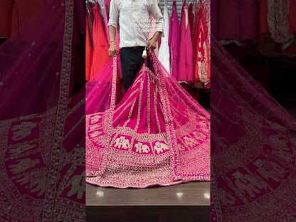 Designer Rani pink Gajraj handwork handmade bridal Lehenga