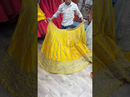 Yellow Haldi Mehendi Mirror Work Lehenga