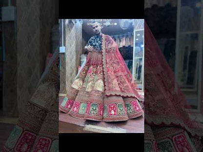 Increíble lehenga nupcial de baile color granate