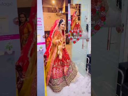Pleasing Red Rani Pink Doli Barat Ball Bridal Lehenga