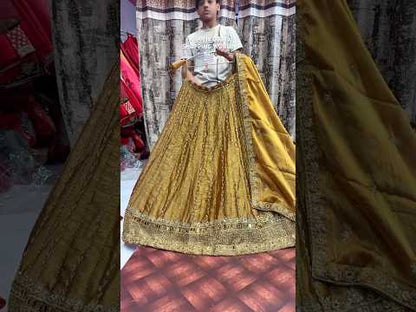 Glamorous golden bridal Lehenga