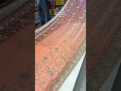 Something different peach saree