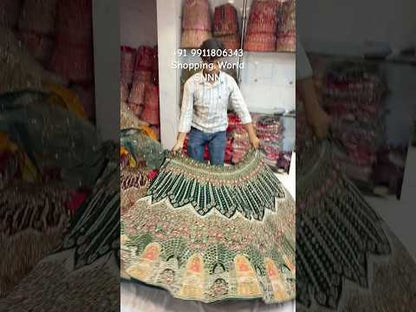 Heavy Jhumka Green Lehenga