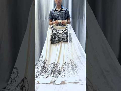 Beautiful white black crop top Lehenga