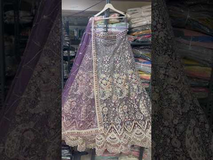 Designer Viral purple peacock Crop Top Lehenga
