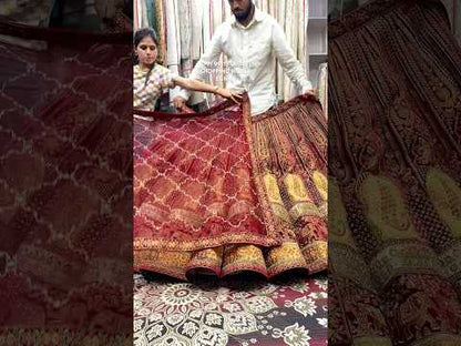 Embellished maroon peacock ball bridal Lehenga