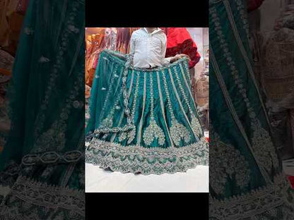 Beautiful blue teal green peacock Lehenga