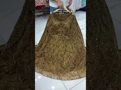 Pleasing golden Crop Top Lehenga