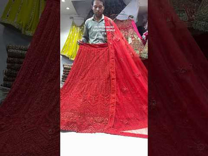 Awesome cherry red on red monotone Lehenga