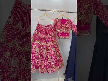 Designer Girlish Hot pink Crop top Lehenga