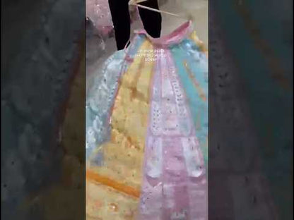 Lovely yellow Blue pink light green Pdp Ready to wear Crop top Lehenga