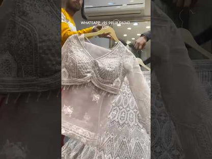 Majestic white crop top lehenga