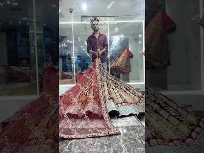 Beautiful Maroon ball bridal Lehenga