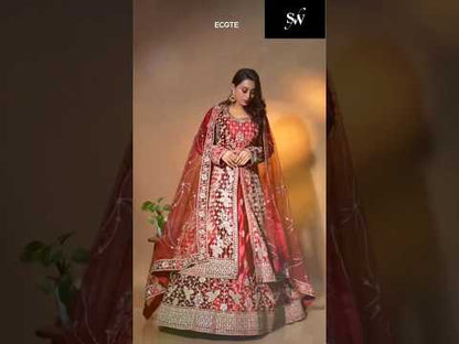 Red Maroon Peplum long Dress Farshi Gaharara Bridal Dress Muslim Special