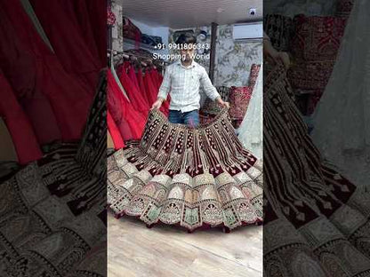 Dark Maroon Ball Bridal Lehenga